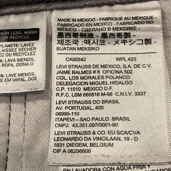 Levi's Mens 501 Jeans Size 42 x 30 Straight Leg Gray Denim 100% Cotton - Picture 7 of 9